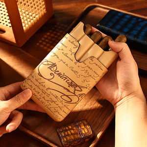 Estuche de Cigarros de Cuero de Lujo Vintage ZENOS para Hombre, 4 Piezas, Resistente a la Humedad, Portátil, Regalo para el Día del Padre y de Negocios, Personalizable - Product Image 2