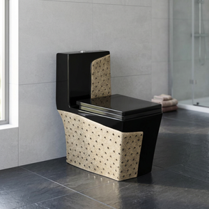 WC monobloc en céramique blanc rond à double chasse, à poser au sol, pour salle de bain moderne - Product Image 1