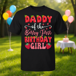 T-shirt à manches courtes et col rond pour homme adulte, imprimé numérique, Daddy Of The Berry First Birthday Girl Strawberry - Product Image 3