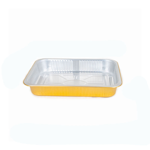 Meilleur <span class=keywords><strong>Prix</strong></span> REC370 Bol Rectangulaire en Aluminium Doré Jetable Écologique Qualité Alimentaire Emballage PET pour Gâteau Cuit à la Vapeur - Product Image 1