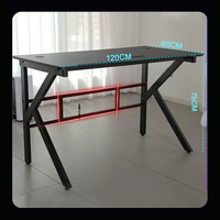 Escritorio para computadora para juegos, 120x60 cm, marco de metal, superficie de madera, fácil montaje para oficina en casa