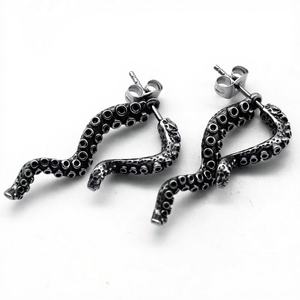 Stainless Steel <b>Octopus</b> Tentacle <b>Earrings</b> for Men Gothic Punk Style Vintage Silver Statement Jewelry Unisex Fashion Accessory - Product Image 1