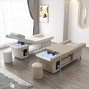 Lit de lavage de cheveux électrique pour salon, avec massage, thérapie thaïlandaise, traitement du cuir chevelu, spa capillaire et lavabo intégré - Product Image 1