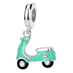 925 Sterling Silver Bicicleta Cocktail Encantos Moda Cubic Zircon Pingente Beads para Pulseira Jóias Fazendo Presente - Product Image 5