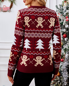 Femmes rouge chandails de noël <span class=keywords><strong>pull</strong></span> drôle renne flocon de neige <span class=keywords><strong>pull</strong></span> à manches longues pulls noël col rond tricoté <span class=keywords><strong>pull</strong></span> hiver - Product Image 2
