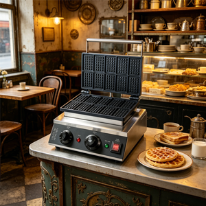 Gaufrier électrique mini certifié CE Baishida, grille carrée classique, puissance 1,5 kW, 10 gaufres par lot, usage domestique et hôtelier - Product Image 3