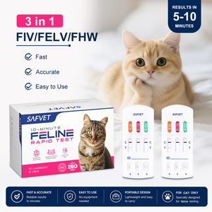 Safvet ชุดทดสอบ3 in 1 feline <span class=keywords><strong>fiv</strong></span> AB felv AG HW AG Triple Combo รวดเร็วชุดตรวจมะเร็งเม็ดเลือดขาว<span class=keywords><strong>แมว</strong></span>สัตว์แพทย์ <span class=keywords><strong>fiv</strong></span>/felv/hw ชุดตรวจพยาธิหัวใจ - Product Image 1