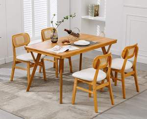Custom-designed commercial leather-<b>padded</b> wooden coffee <b>chairs</b> with modern convertible portable rattan backrests for dining room - Product Image 4