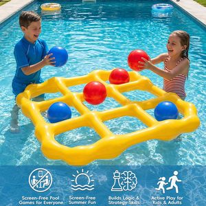 Jeu de billard gonflable Tic Tac Toe jaune avec balles rouges et bleues - Product Image 5