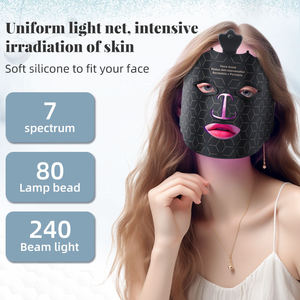 Masque facial LED à 7 couleurs, thérapie par la lumière, masque en silicone portable à lumière rouge, 80 LED, batterie intégrée, raffermissement de la peau - Product Image 2