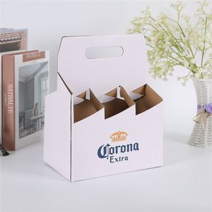 Custom Logo <b>Foldable</b> Portable Wine Paper Gift Boxes 4 6 <b>Bottle</b> Beer Glass <b>Bottle</b> Corrugated Paper Packaging Box With Handle - Product Image 2
