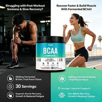 BCAA fermenté 6000 mg par portion, poudre pour adultes, saveur punch aux fruits, 30 portions, 255 g, complément alimentaire