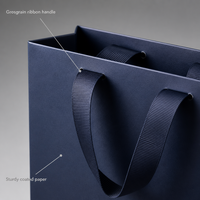 Sacs cadeaux pour petites entreprises, sacs cadeaux bleu marine personnalisés, logo doré, poignées en ruban, pour cadeaux d'entreprise, boutique de détail