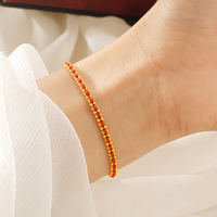 Bracelet en acier inoxydable plaqué or avec cordon rouge, résistant au ternissement et à l'eau, porte-bonheur, bijoux pour femme, cadeau empilable pour couple
