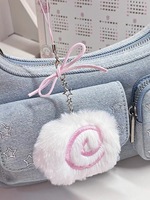 Porte-clés en peluche en forme de poisson mignon, breloque de sac créative en forme de poupée rose, pendentif adorable pour album de cartes, sac à dos, étudiantes