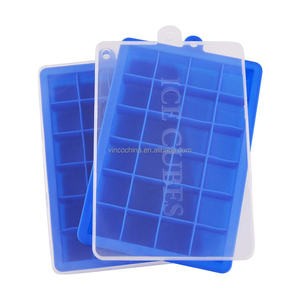 24 khoang dễ dàng phát hành Stackable <span class=keywords><strong>Silicone</strong></span> vuông <span class=keywords><strong>Ice</strong></span> <span class=keywords><strong>Cube</strong></span> khuôn khay với có thể tháo rời nắp - Product Image 2