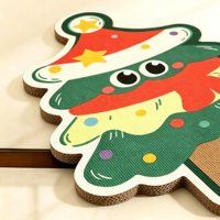 Décorations de Noël : Tapis d'escalade pour chat en forme de sapin de Noël de dessin animé, autocollants muraux décoratifs à découper et coller, protection anti-griffures pour chat