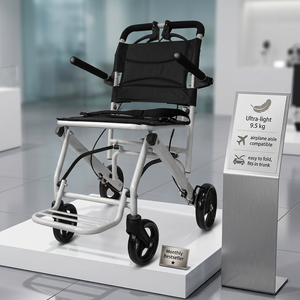 Silla de ruedas de transporte ligera, silla de ruedas manual, silla de ruedas de transporte plegable y portátil para personas mayores - Product Image 1