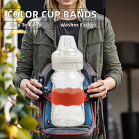 Bandes réutilisables de couleur unie pour bouteilles et gobelets en silicone Passe au lave-vaisselle Étiquettes nominatives gravées personnalisées pour accessoires de bar de garderie