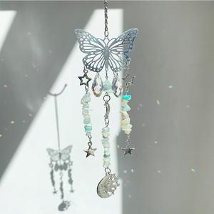 Atacado k9 cristal pedra esmagada Prisma artesanato borboleta prateada Lua Cristal Sun catcher para decoração de janelas - Product Image 5
