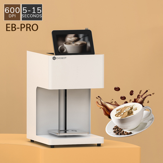 EVEBOT EB-Pro 600 DPI Latte Art Printer 3D Espresso & Coffee Machine with Edible Ink Logo Food Printing Restaurant and Hotel Use