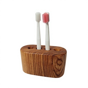 Bamboo Toothbrush Holder Stand Carved Lacquer 2 Piece Bathroom Brush Organizer Countertop Rack - Product Image 2
