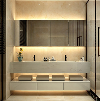 Meuble-lavabo mural de qualité supérieure, directement de l'usine, avec lavabo et poignée, meuble-lavabo moderne pour salle de bain avec robinet et miroir