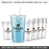Gobelets en plastique PET transparents personnalisables avec logo imprimé, 22oz, 16oz, 12oz, avec couvercles et pailles pour boissons