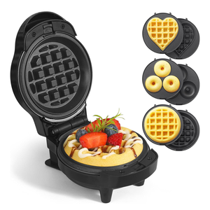 Mini <span class=keywords><strong>gaufrier</strong></span> double 4 en 1 avec 8 assiettes <span class=keywords><strong>amovibles</strong></span>, gaufre en forme de cœur, crêpe, beignet, <span class=keywords><strong>gaufrier</strong></span> de 5 pouces pour enfants, familles - Product Image 2