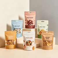 Sachets Doypack en papier kraft de qualité alimentaire avec fenêtre et fermeture éclair refermable, impression personnalisée acceptée pour café, snacks et thé