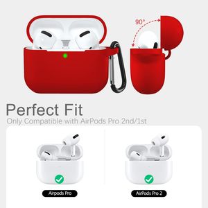 Piel de silicona protectora completa a prueba de golpes para <span class=keywords><strong>iPhone</strong></span> para <span class=keywords><strong>AirPods</strong></span> Pro 2 Funda compatible <span class=keywords><strong>con</strong></span> mosquetón rojo visible LED - Product Image 2