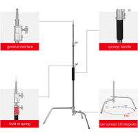 Support d'éclairage robuste de 3,3 m, trépied en acier inoxydable avec pieds articulés pour photographie, boîte à lumière et éclairage vidéo