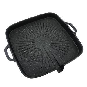 กระทะย่างสไตล์เกาหลีแบบสี่เหลี่ยมเคลือบสารกันติด กระทะเทปปันยากิสำหรับเตาแม่เหล็กไฟฟ้าและการปรุงอาหารแบบเปลวไฟโดยตรง พกพาสะดวก ทำความสะอาดง่าย - Product Image 2