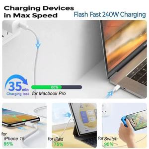 Nhà Máy Bán Buôn 2M 240W Bện USB-C Để USB-C Nhanh Chóng Sạc Cáp Dữ Liệu Cho Iphone 15/16 Ipad Macbook USB-C Kable - Product Image 5