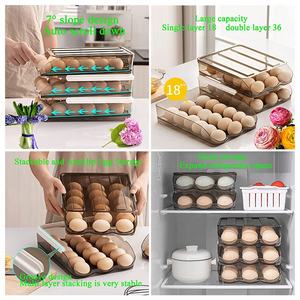 <span class=keywords><strong>3</strong></span> слоя пластиковый стеллаж для хранения яиц стеллаж для выставки товаров многоразового использования яйцо организатор ящик для хранения с крышкой для кухонный холодильник - Product Image 6