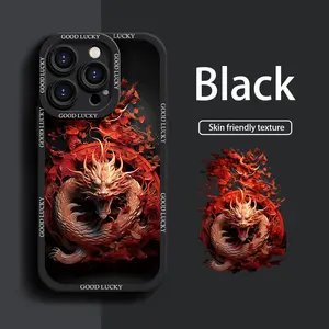 For Apple iPhone 15 Pro Max mobile phone case silicone Cartoon loong Dragon pattern 15 14 13 12 11 X Series protective case
