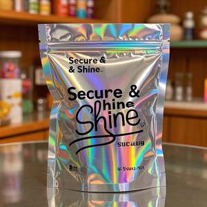 Custom Holographic <b>Ziplock</b> Stand-Up Pouch Child-Resistant Seal Moisture-Proof for Candy Chewing Gum Sushi Pet Food Storage - Product Image 2