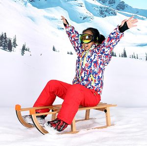 Toboggan à traîneau à neige, traîneau à neige en <span class=keywords><strong>bois</strong></span> pliable avec rails inférieurs, charge maximale de 100 kg et léger facile à transporter - Product Image 2