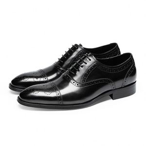 Zapatos de Vestir Formales de Otoño de Cuero Genuino de Alta Calidad, Impermeables, con Cordones de Exquisita Artesanía, Ligeros e Informales - Product Image 6