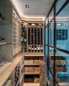 ตู้ไวน์ขนาดใหญ่แบบทันสมัยพร้อมไฟ LED ที่เก็บเหล้าทำจากไม้สำหรับบาร์ที่บ้านหรูหราแบบกำหนดเอง - Product Image 4