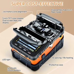 Empalmadora de Fibra Óptica Duogalia AI-5 Pro Automática FTTH con Enfoque Automático y Alineación de 6 Motores Naranja y Negro - Product Image 5