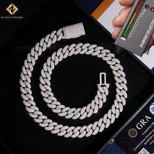 Collier cubain GRA VVS Moissanite serti de diamants, test de diamant réussi, chaîne cubaine Miami Hip Hop pour hommes, bijoux Hip Hop pour hommes - Product Image 1