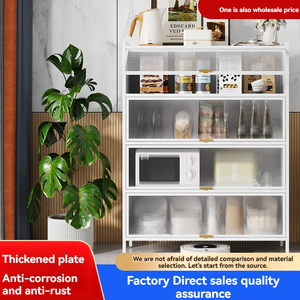 Kitchen Storage Holders Rack Cabinet Microwave <b>Shelf</b> Storage <b>Shelf</b> Glass Door Kitchen Cabinets Rack - Product Image 5