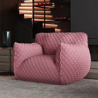 Fauteuil simple rectangulaire en similicuir italien de style nordique - Bleu - Pour salon masculin - Canapé paresseux créatif et unique de designer minimaliste