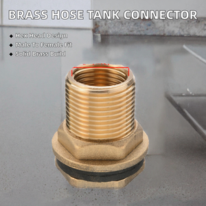 Raccord de réservoir d'eau en laiton pour tuyau d'arrosage, 3/4'' GHT mâle vers 1/2'' NPT femelle, raccord traversant - Product Image 2