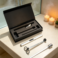 Ensemble d'accessoires de luxe pour bougies en acier inoxydable de haute qualité et écologiques : coupe-mèche et éteignoir pour bougies parfumées