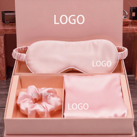 Ensemble de sommeil décontracté quatre saisons en satin de soie de luxe avec logo personnalisé Xinyao, masque pour les yeux confortable et doux, taie d'oreiller, chouchou bloquant la lumière