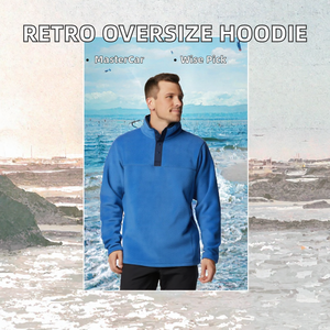 Sweat-shirt en polaire pour homme, col zippé, coupe classique, manches longues, coton et polyester, vêtements décontractés pour l'extérieur - Product Image 2