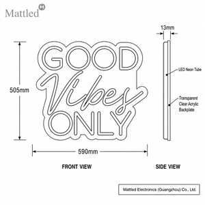 Letrero Luminoso LED de Neón con la Frase 'Good Vibes Only', Decoración de Pared con Palabra Positiva para Dormitorio, Sala de Estar, Hogar - Product Image 2