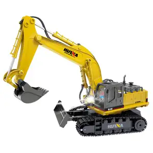 Huina 510 RC Excavator Car 2.4G 11CH Metal Remote Control Engineering Digger Truck Model Electronic Heavy Machinery ToyためKids